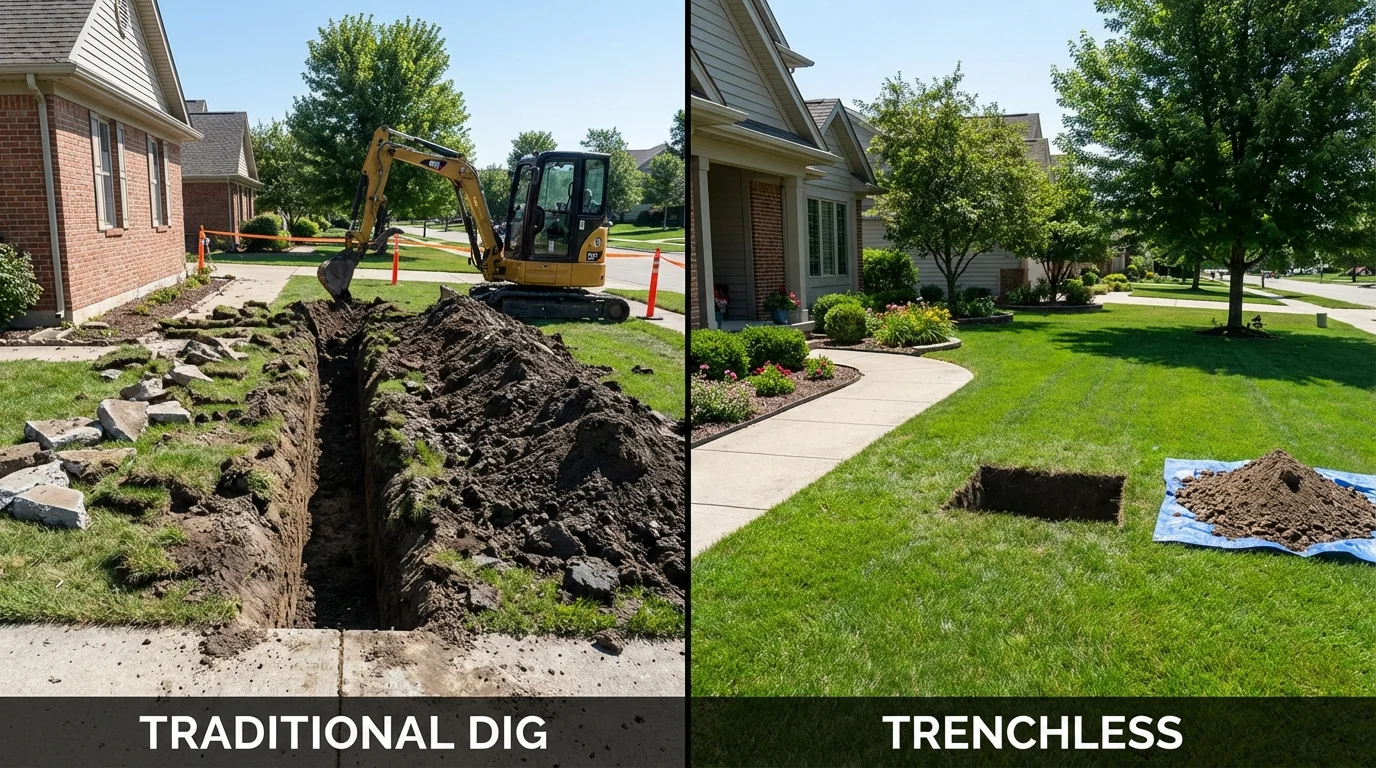 Trenchless sewer repair with minimal yard damage versus traditional excavation in Washington, NJ